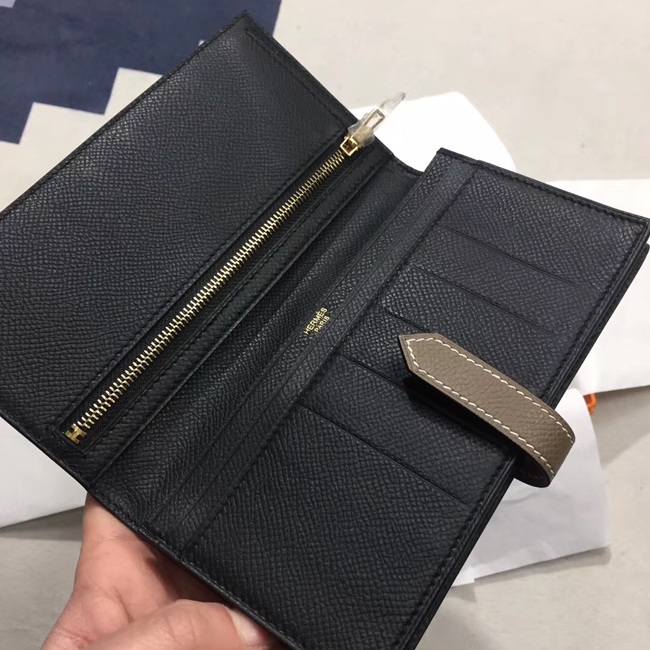 エルメス ベアンスフレ エトゥープ/ブラック ヴォーエプソン ゴールド金具