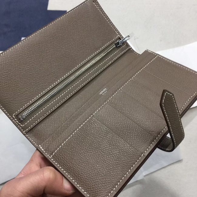 エルメス ベアンスフレ ブルーアトール/エトゥープ ヴォーエプソン シルバー金具