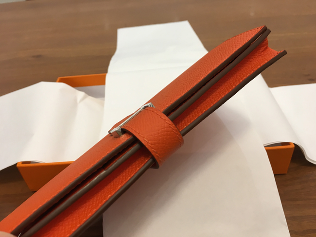 エルメス ベアンスフレ オレンジ ヴォーエプソン シルバー金具