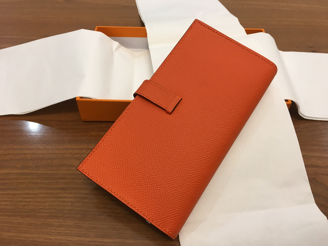 エルメス ベアンスフレ オレンジ ヴォーエプソン シルバー金具