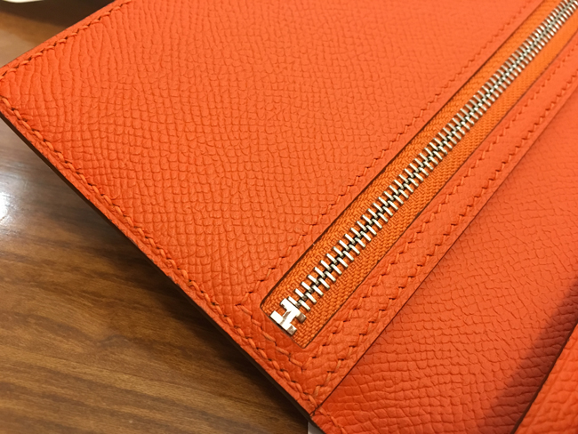 エルメス ベアンスフレ オレンジ ヴォーエプソン シルバー金具