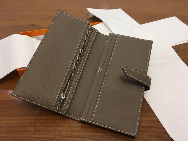 エルメス ベアンスフレ エトゥープ ヴォーエプソン シルバー金具