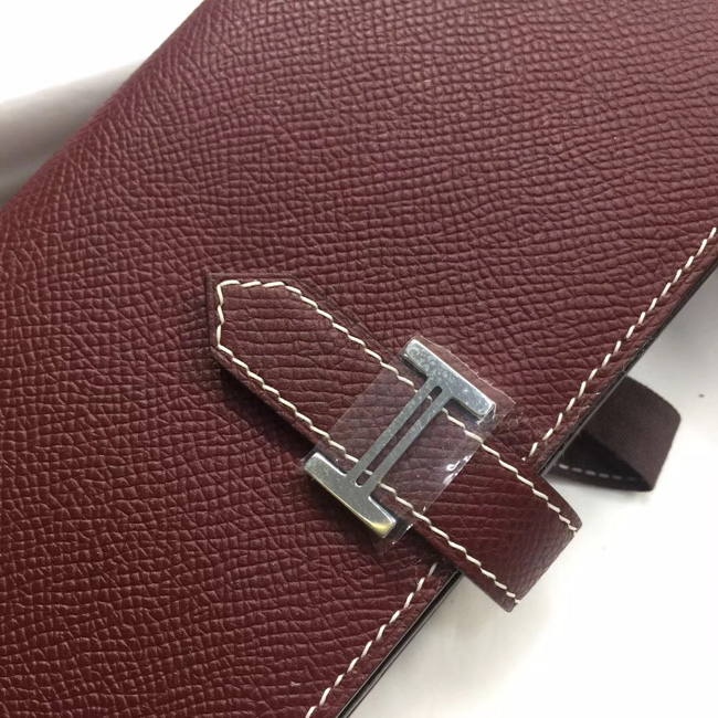 エルメス ベアンスフレ ボルドー ヴォーエプソン シルバー金具