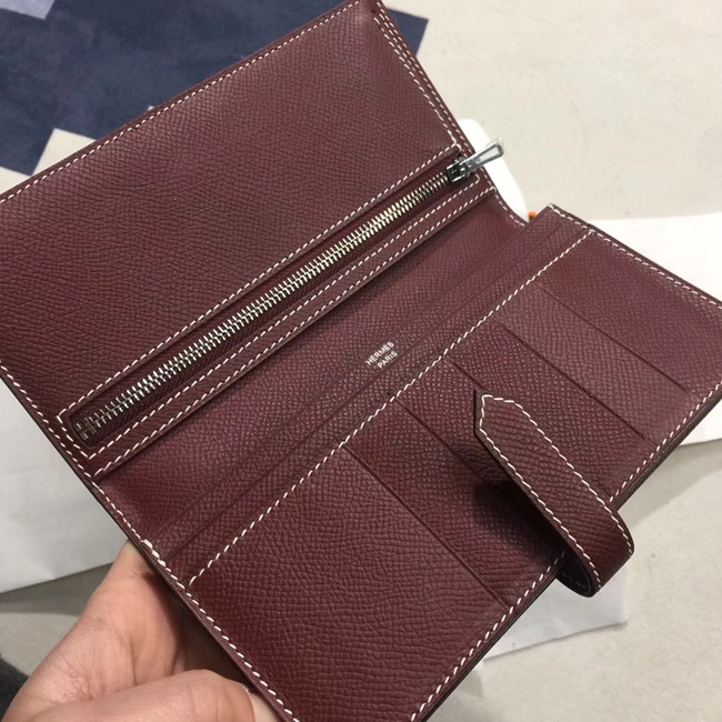 エルメス ベアンスフレ ボルドー ヴォーエプソン シルバー金具
