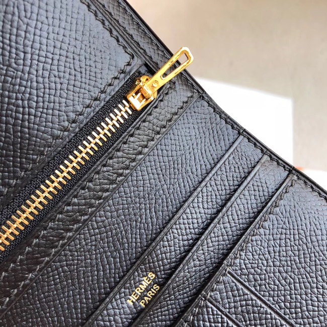 エルメス 財布ベアン ブラック ヴォーエプソン ゴールド金具