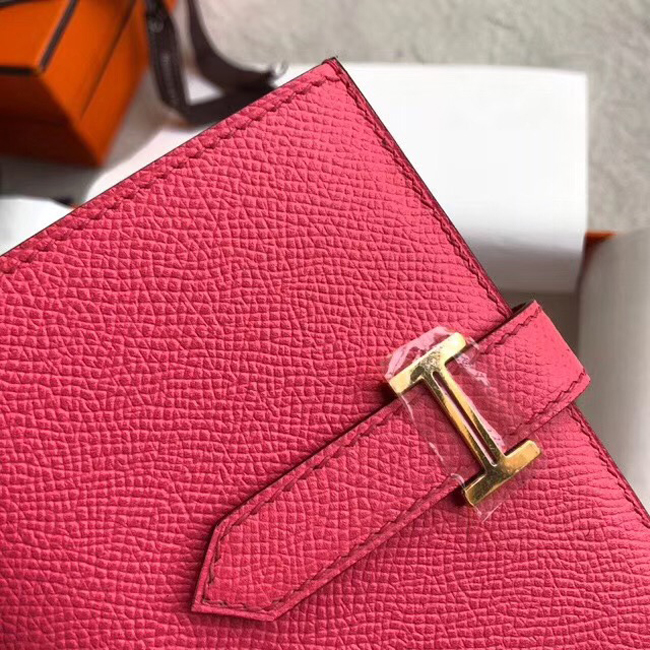 エルメス 財布ベアン ローズティリアン ヴォーエプソン ゴールド金具