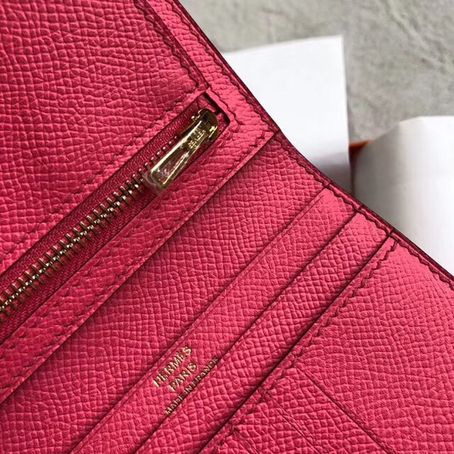 エルメス 財布ベアン ローズティリアン ヴォーエプソン ゴールド金具
