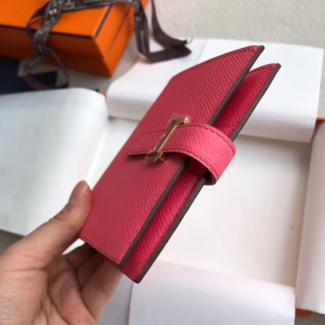 エルメス 財布ベアン ローズティリアン ヴォーエプソン ゴールド金具