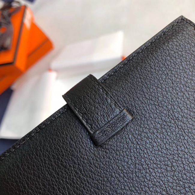 エルメス 財布ベアン ブラック シェブルミゾル シルバー金具