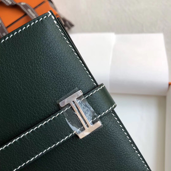 エルメス 財布ベアン ヴェールアングレ シェブルミゾル シルバー金具