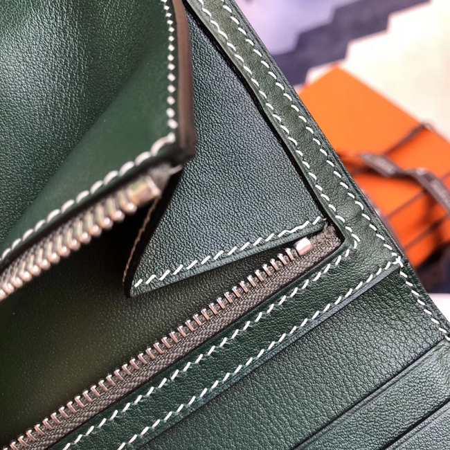 エルメス 財布ベアン ヴェールアングレ シェブルミゾル シルバー金具