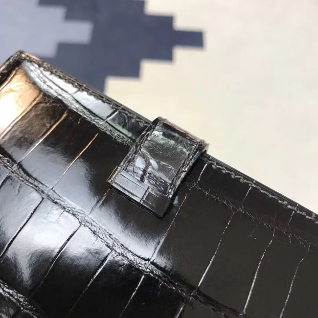 エルメス 財布ベアン ブラック クロコダイル シルバー金具