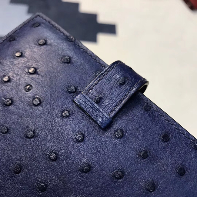 エルメス 財布ベアン ブルードマルト オーストリッチ ゴールド金具