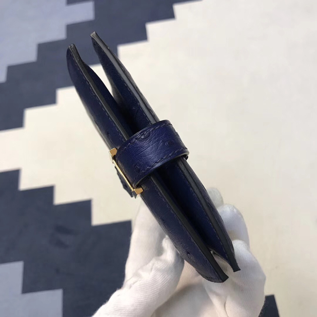 エルメス 財布ベアン ブルードマルト オーストリッチ ゴールド金具