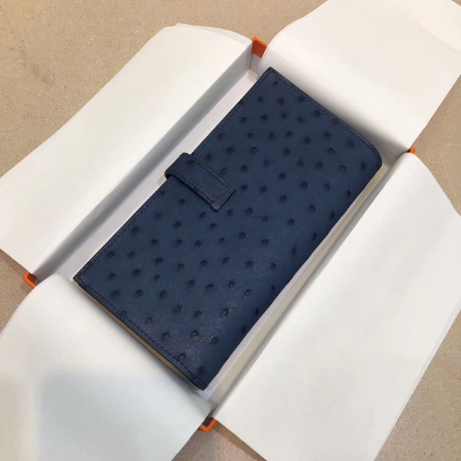 エルメス ベアンスフレ ブルードマルト オーストリッチ シルバー金具