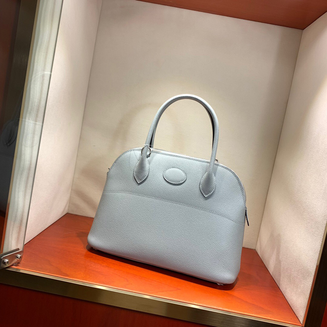 エルメス ボリード27 ブルーグラシエ ヴォーエプソン シルバー金具