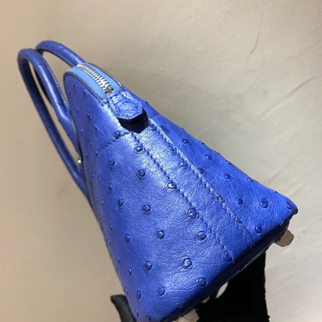 エルメス ボリード31 ブルーエレクトリック オーストリッチ シルバー金具