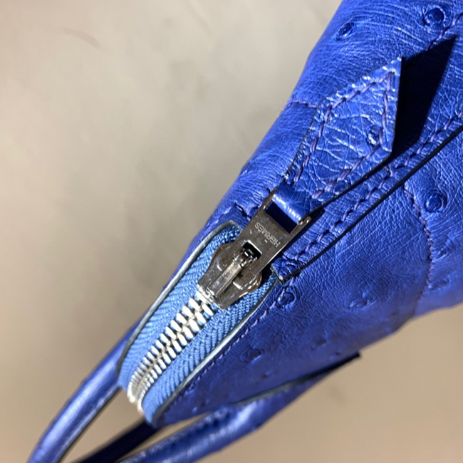 エルメス ボリード31 ブルーエレクトリック オーストリッチ シルバー金具