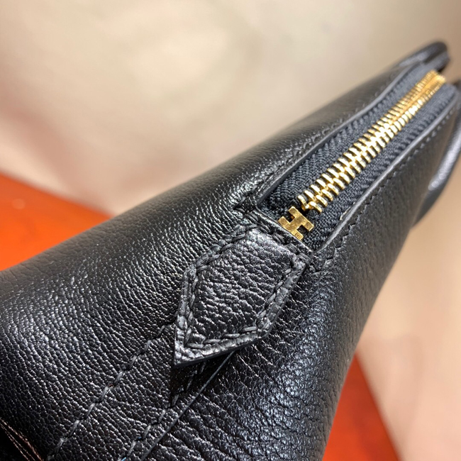 エルメス ボリード1923 18cm シェーブル ブラック ゴールド金具