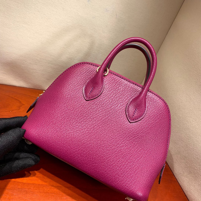 エルメス ボリード 1923 18cm シェーブル ローズパープル ゴールド金具