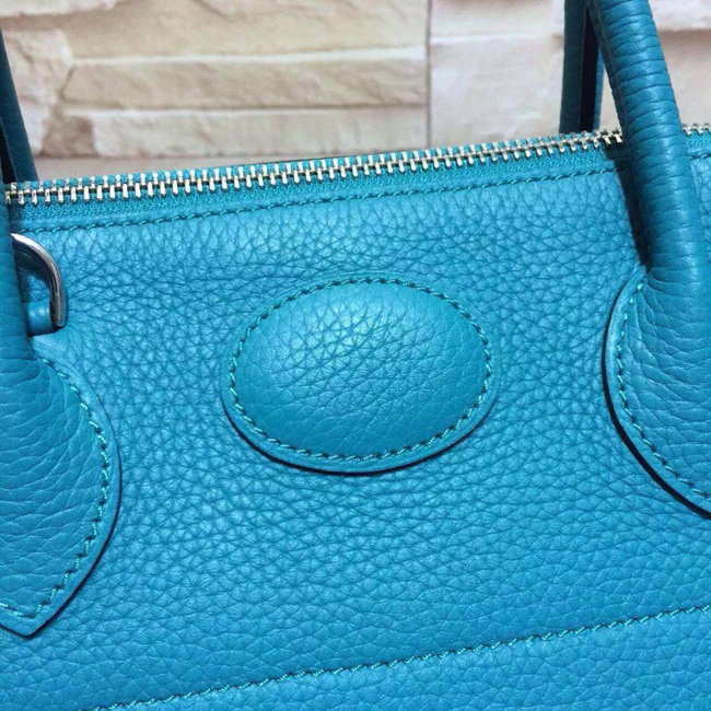 エルメス ボリード37 ブルーアトール トリヨン シルバー金具