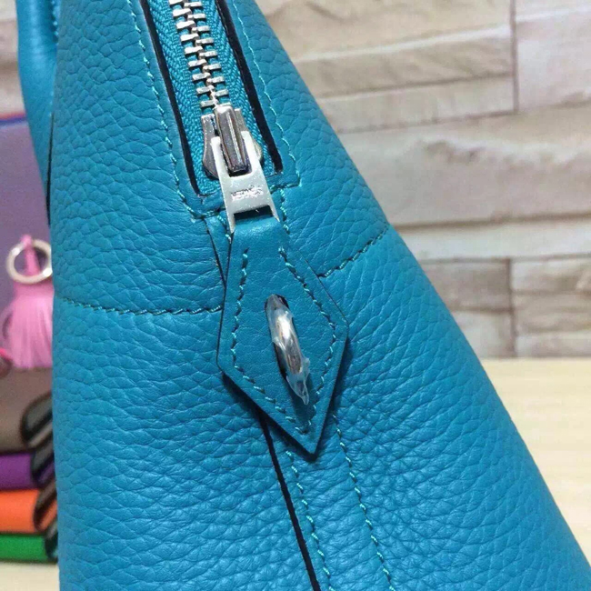 エルメス ボリード37 ブルーアトール トリヨン シルバー金具