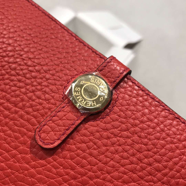 エルメス ドゴンGM ルージュガランス トゴ ゴールド金具