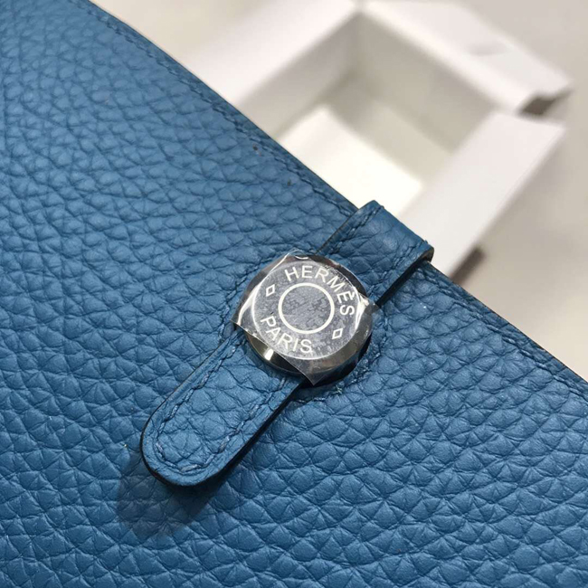 エルメス ドゴンGM ブルードガリス トゴ シルバー金具