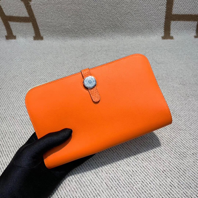 エルメス ドゴンGM オレンジ/クレ スイフト シルバー金具