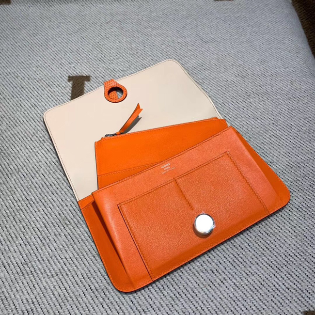 エルメス ドゴンGM オレンジ/クレ スイフト シルバー金具