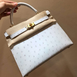 エルメス ケリー28 クレ オーストリッチ ゴールド金具