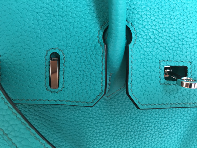 エルメス バーキン25 ブルーパオン トゴ シルバー金具