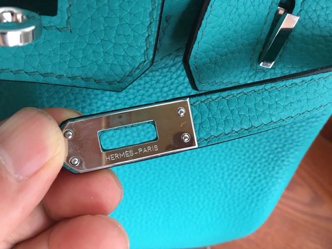 エルメス バーキン25 ブルーパオン トゴ シルバー金具