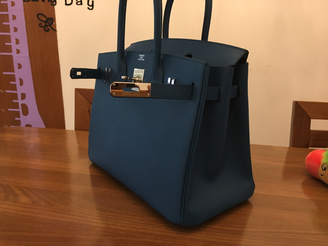エルメス バーキン30 ブルーサフィール エプソン シルバー金具