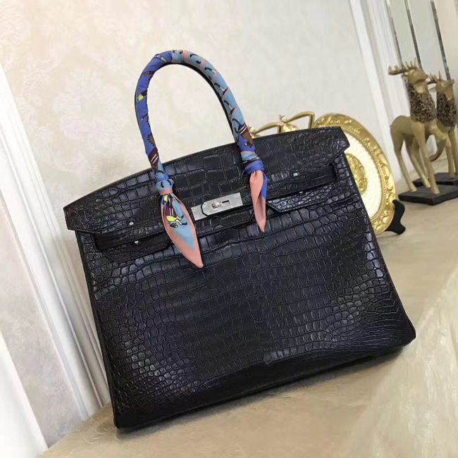 エルメス バーキン30 ブラック クロコダイル シルバー金具
