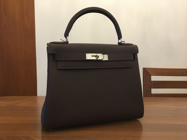 エルメス ケリー28 コーヒー トゴ シルバー金具