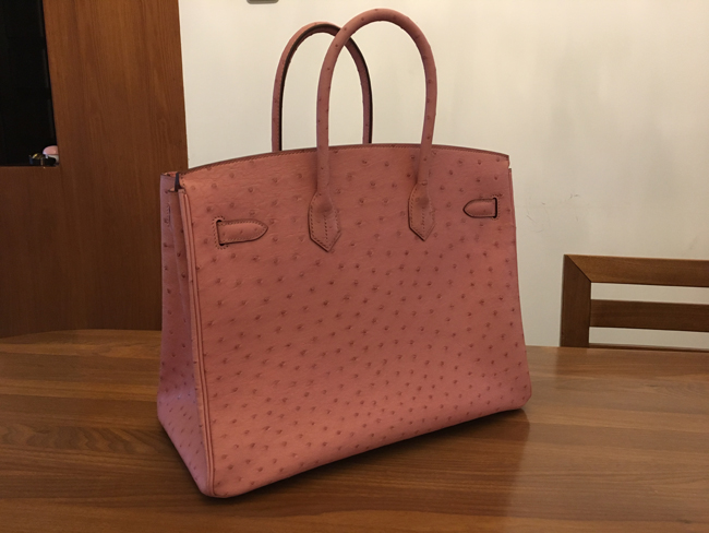 エルメス バーキン35 ピンク オーストリッチ シルバー金具