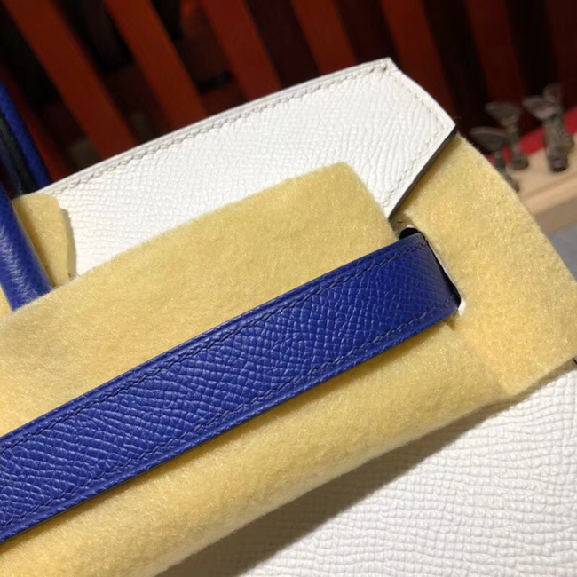 エルメス バーキン30 ホワイト/ブルーエレクトリック エプソン ゴールド金具