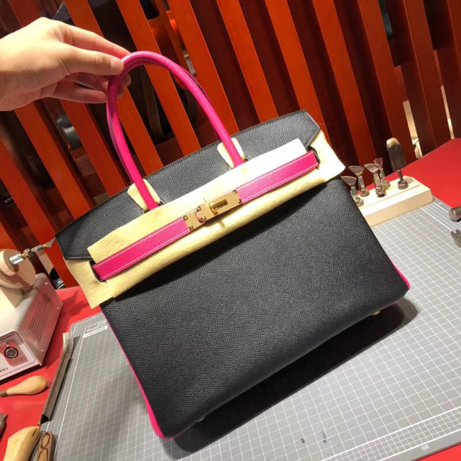 エルメス バーキン30 ブラック/ローズティリアン ゴールド金具