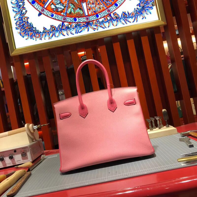 エルメス バーキン30 ブルーアトール/ローズリップスティック シルバー金具