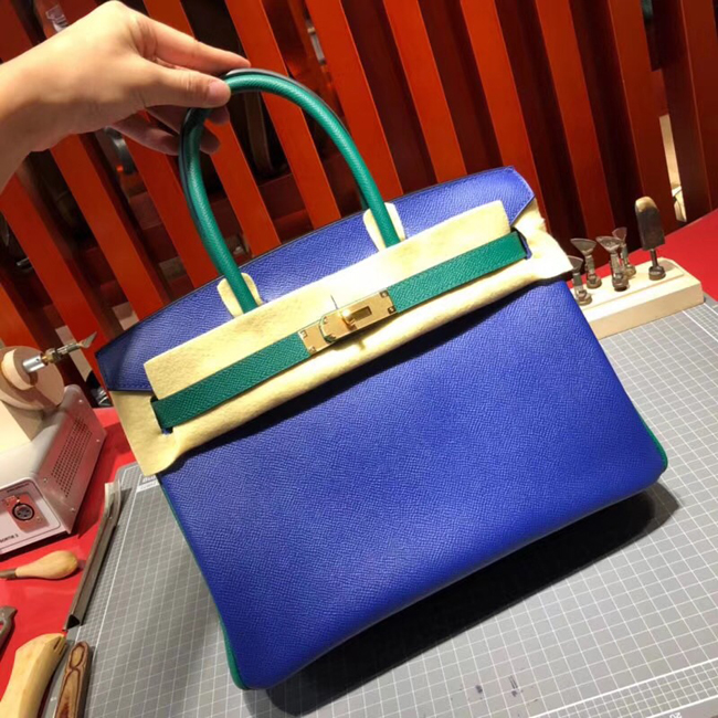 エルメス バーキン30 ブルーエレクトリック/マラカイト ゴールド金具