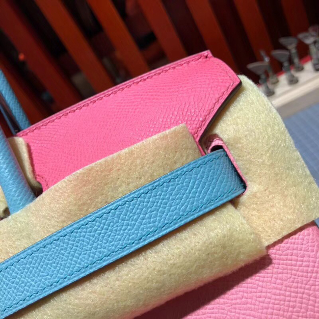エルメス バーキン30 ブルーアトール/ローズリップスティック シルバー金具
