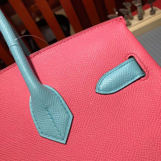 エルメス バーキン30 ブルーアトール/ローズリップスティック シルバー金具