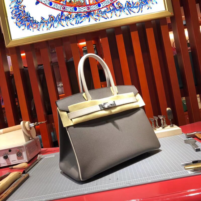 エルメス バーキン30 エトゥープ/クレ シルバー金具