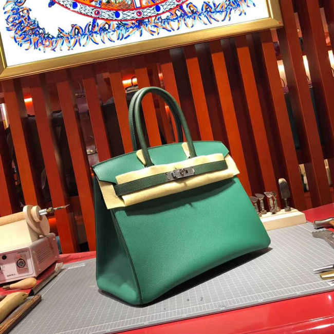エルメス バーキン30 マラカイト/ヴェールアングレ シルバー金具