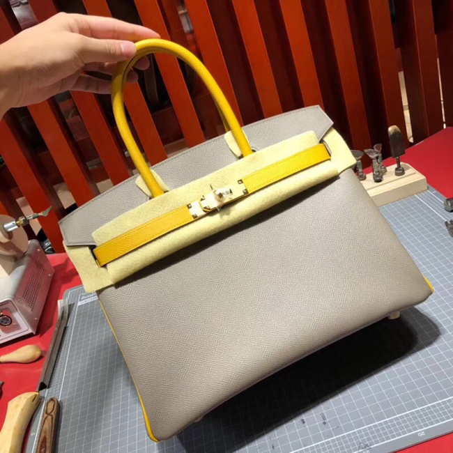 エルメス バーキン30 エトゥープ/レモンイエロー ゴールド金具