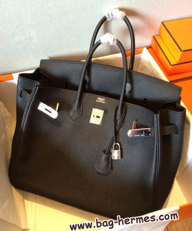 エルメス バーキン35 ブラック トゴ シルバー金具