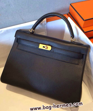 エルメス ケリー32 ブラック トゴ ゴールド金具