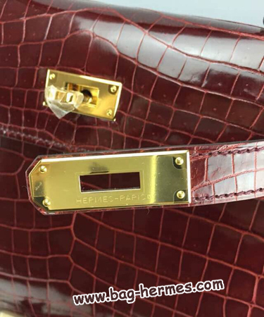 エルメス ケリー32 ルージュアッシュ クロコダイル ゴールド金具