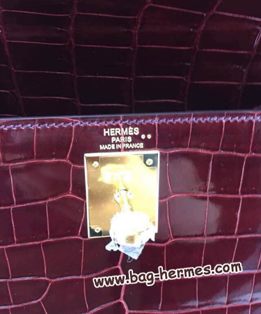 エルメス ケリー32 ルージュアッシュ クロコダイル ゴールド金具
